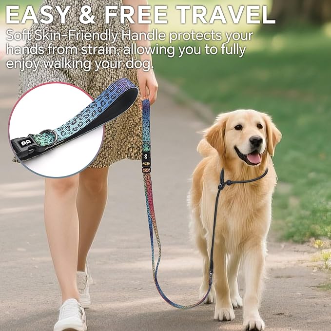 QQPETS Adjustable Slip Lead Dog Leash, Hands Free Waist Leash for Dog Walking, Reflective Training Lead with 360° Swivel Anti-Tangle, 4-7 ft Length for All Breeds