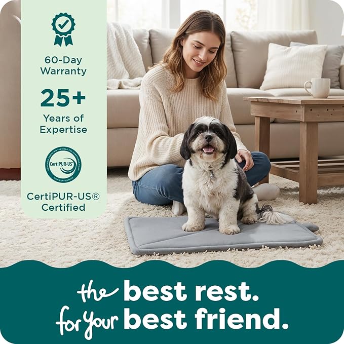 FurHaven ThermaNAP Self Warming Cat Mat, Dog Bed for Crates with Self-Warming Technology for Cozy Rest, Fully Machine Washable, Small, Plush Faux Fur, Black