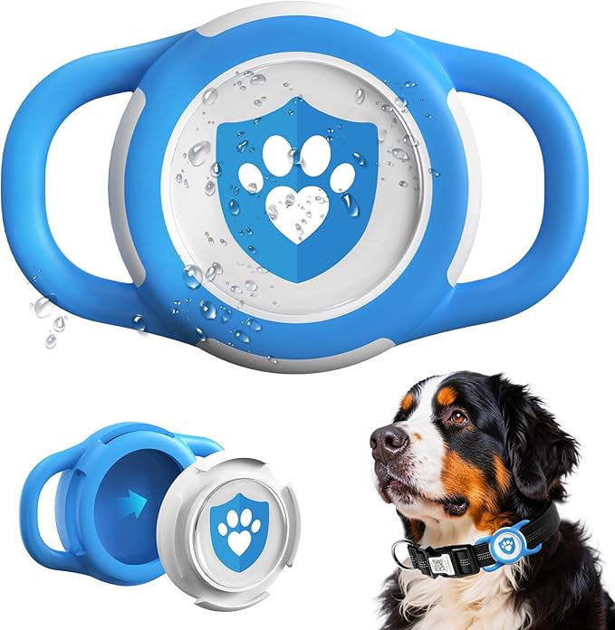 Waterproof AirTag Dog Collar Holder for Apple Tracker Blue