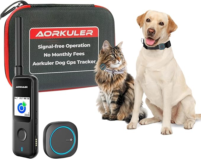 Aorkuler Outdoor GPS Dog Tracker for No-Signal Areas - Outdoor Pet Locator Finder Tracker, Real-Time Tracking for Hiking/Walking/Camping, Works in Remote Wilderness/Farms/Large Parks
