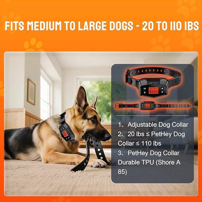 Wireless Dog Fence System, Dog Fence Outdoor for Yard, GPS Dog Collar IPX7 Waterproof, 33–999 Yd Adjustable Boundary, Auto Memory Setting,Vibration & Shock Collar for Dogs