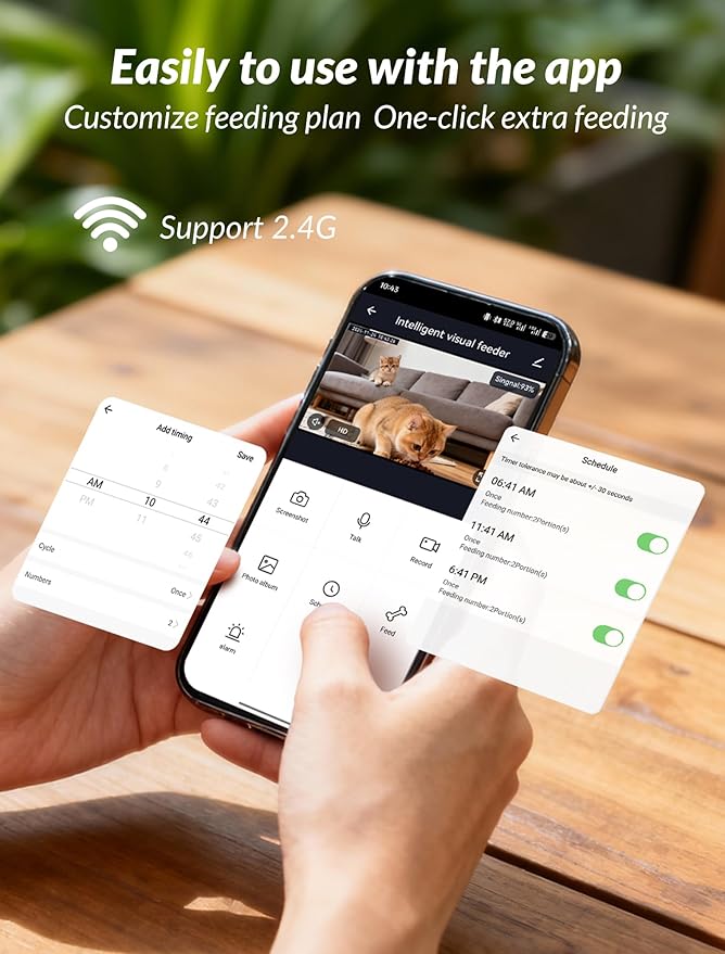 Automatic Cat Feeder with Camera, 4L Timed Cat Food Feeder,2-Way Audio & App Remote Control,Desiccant Bag,Auto Pet Dispenser for Cats and Dogs