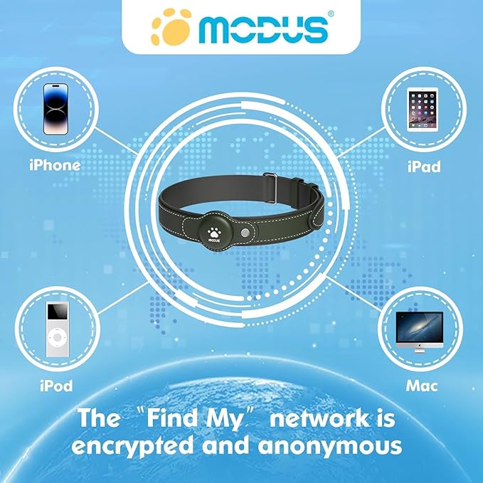 GPS Tracker for Dogs&Cats, 2 in 1 Pet Tracking Smart Collar (Only iOS), No Monthly Fee GPS Tracker Dog Collar, Real-time Location Comfortable PU Tracker for Small, Medium Large Dogs(Locator Included)