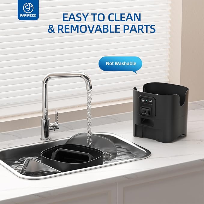 PAPIFEED Automatic Cat Feeder 6L 2.4G WiFi Smart Pet Feeder with Camera & Two-Way Audio, Adjustable Angle, Easy to Clean Detachable Feeding Schedule 1-10 Meals Per Day for Cats & Small Dogs - Black