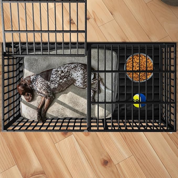 Extra Large Dog Crate for Large Dogs, 64 inches Heavy Duty Dog Crate,Indestructible Dog Kennel for High Anxiety Dogs, Lockable Wheels, Double Door, Removable Tray