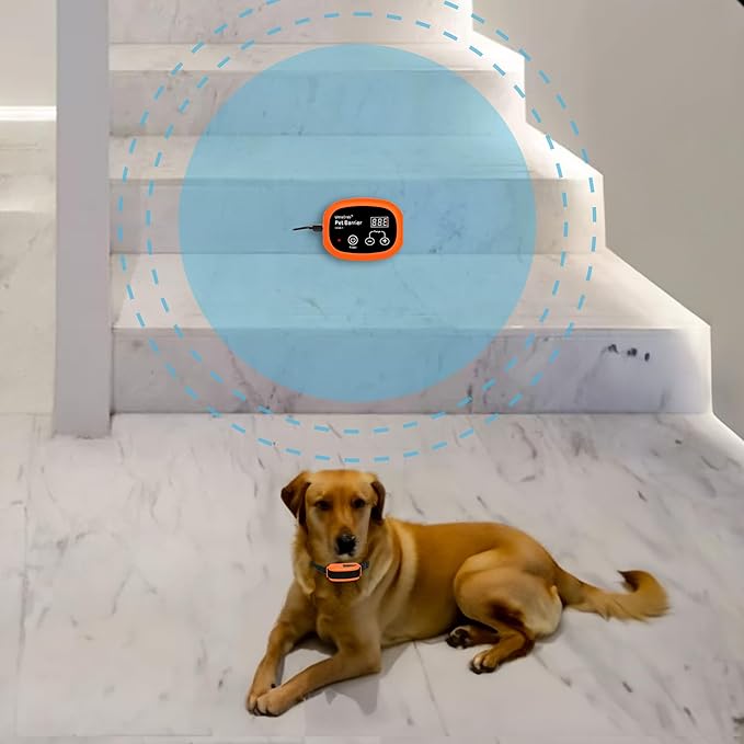 Indoor Pet Barrier for Dogs, Wireless Indoor Electric Fence, Pet Gate, Keeps Areas Off Limits, Dog Fence Waterproof/Rechargeable Training Collar (1 Dog Wireless System)