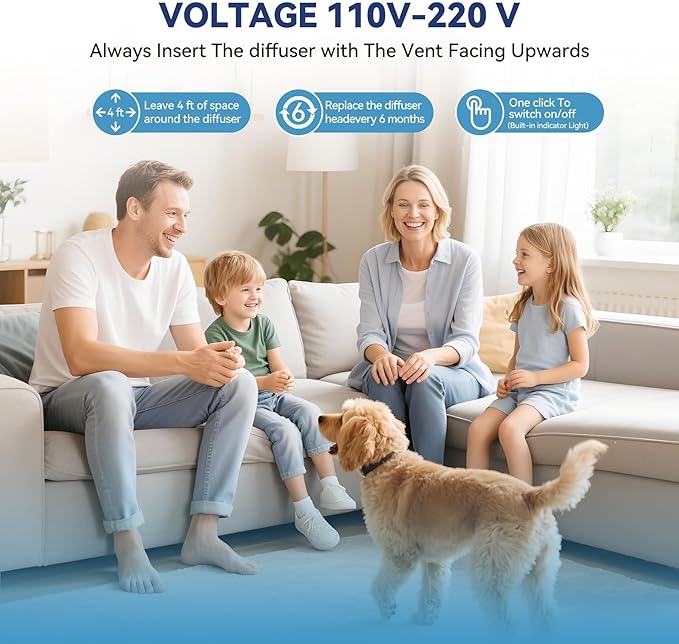 Dog Calming Pheromones Diffuser: 6-in-1 Kit Appeasing Pheromone Diffuser to Calm (2 Plugin+4x48ml Refills) for Comfort Reduces Stress Anxiety, Long-Lasting Appeasing Pheromone for Pet Dog Cat (6in1)