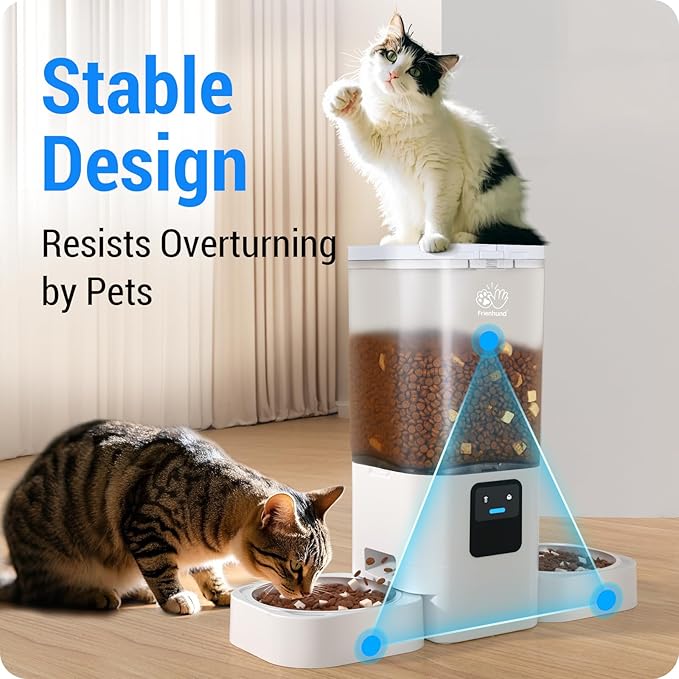 5G WiFi Automatic Cat Feeder 2 Cats: Dual Automatic Dog Feeder with APP Control, Cat Food Dispenser for Multiple Pets, Detachable for Easy Clean, 7L Large Food Storage -29 Cup (ACF190W-C)