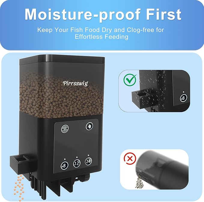 Automatic Fish Feeder for Aquarium - 320ml Unique Mechanical Design Food Dispenser with Timer, Moisture-Proof & Precision Feeding | Stable Auto Feeder for Vacation Fish Tank, Battery Included