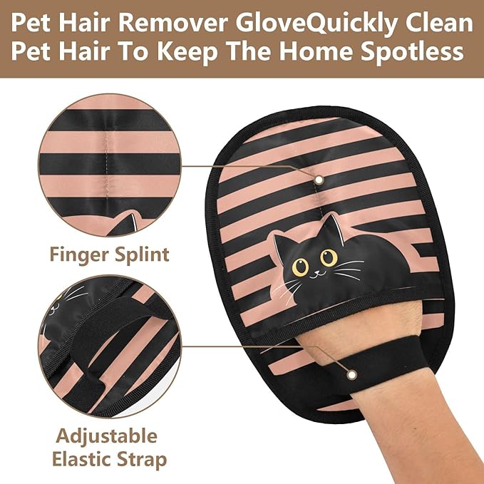 Pet Grooming Gloves Reusable Dog & Cat Hair Remover for Furniture, Car Interiors Multi-Surface Deshedding Tool for Carpets, Bedding & Home Cleaning