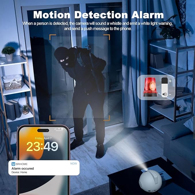 Robot Camera on Wheels, Mini Family Bot 3X Zoom 2K Pet Camera Robot, Indoor Movable Security Camera with 2 Way Talk,Blinky Bot Night Vision, Distance Bot App Control for Pet Cats/Dogs/Baby/Elderly