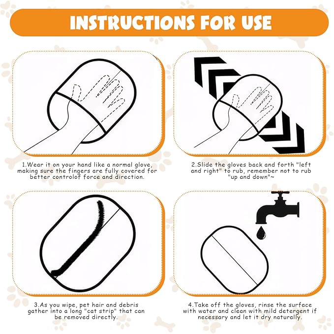 6 Pcs Pet Double Sided Grooming Gloves,Static Removal Gloves for Pet Hair,Multi-Function,For Washing,Hair Removal,Beauty,Bed Sheets,Sofa,Clothes,Suitable for Cats and Dogs