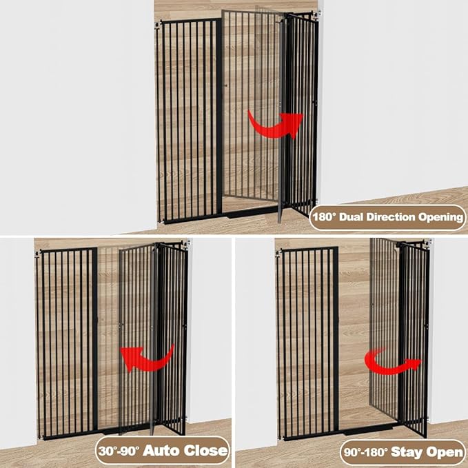 57" Extra Tall Pet Gate for Cats Dogs-29.5"-33.8" Extra Wide Cat Gate for Doorways and Stairs-1.37" Ultra Narrow Spacing Pressure Mounted Dog Gate with One-Handed Operation(29.5"-33.8")