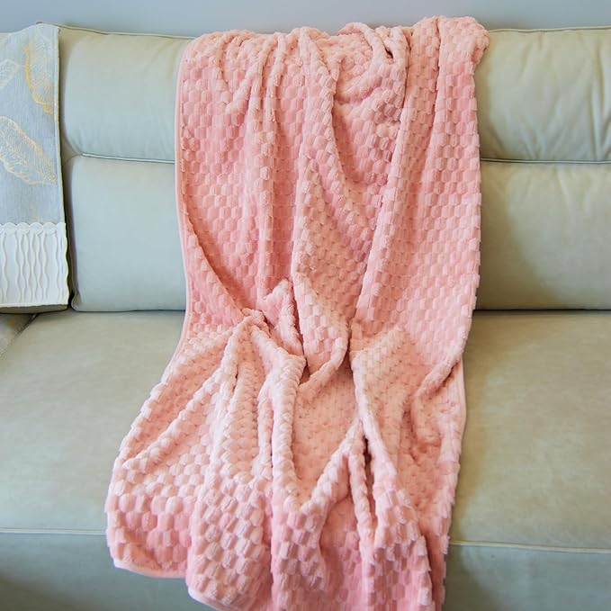 Water Resistant Blanket for Bed Couch Sofa, Cat/Dog Blanket Waterproof Washable, Small Cozy Reversible Furniture Protector, Leakproof Throw (40"x60", Peachy Pink/Peach Cream)