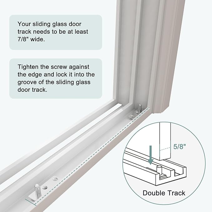 Dog Door for Sliding Glass Doors, Adjustable Height 76 1/8"-80 7/8" Aluminum Frame Tempered Sliding Door Dog Doors Insert with Lock, 7" x 11" Flap Size for Medium Dogs