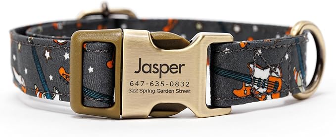 Personalized Dog Collar with Name and Phone Number Engraved,Adjustable Custom Puppy Collar,Organic Cotton Pet Collar for Small Medium Large Boy Girl Dogs