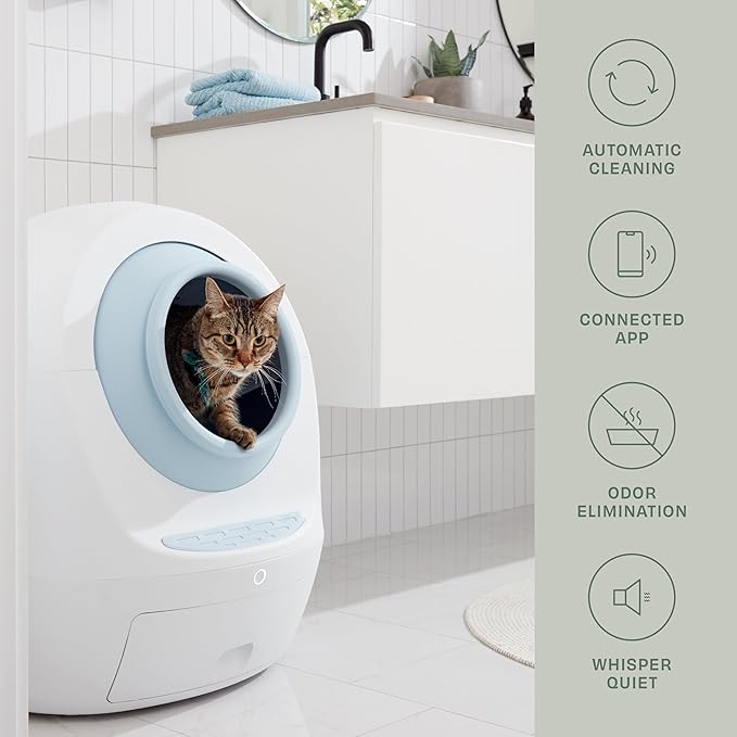 Casa Leo Leo’s Loo Too Self-Cleaning Cat Litter Box, Wi-Fi App Control, <30 dB Whisper-Soft, Anti-Pinch Sensors, UV Odor Defense, Health Monitoring, Large 24 × 22 × 27.6 in