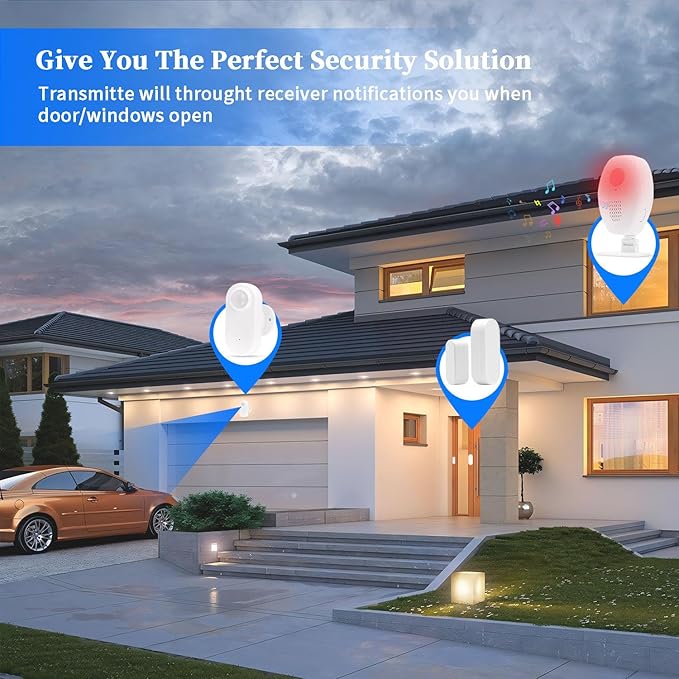 Waytronic Wireless Motion Sensor Alarm Indoor,Door Motion Activated Bell for Home Doorway,Business Entry,Garage Security,Store Entrance,Pet/Elderly/Dementia Patient Monitoring,(1 Receiver+1 Sensor)