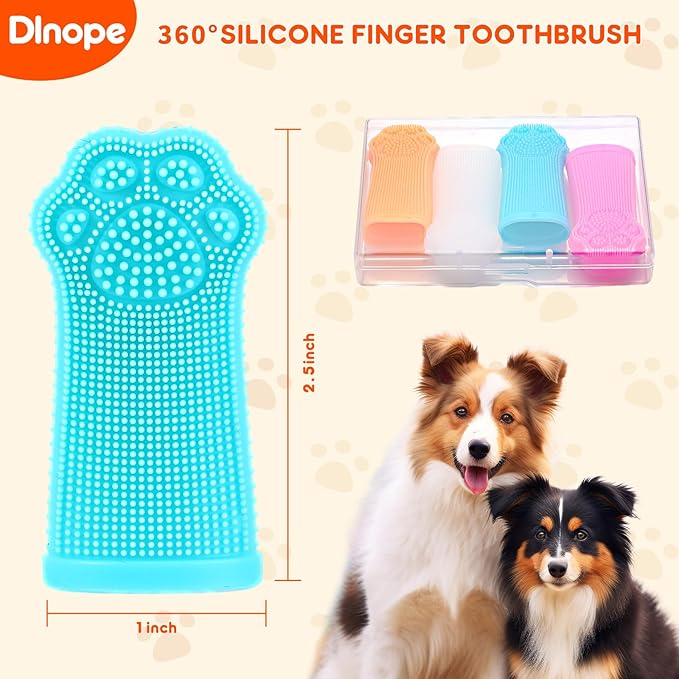 Dog Finger Toothbrush, 4-Pack Finger Toothbrush for Dogs, Upgraded Pet Tooth Brushing Kit, A Fun Dog Teeth Cleaning Tool That Also Doubles as A Gum Massage, Suitable for Medium and Large Dogs.