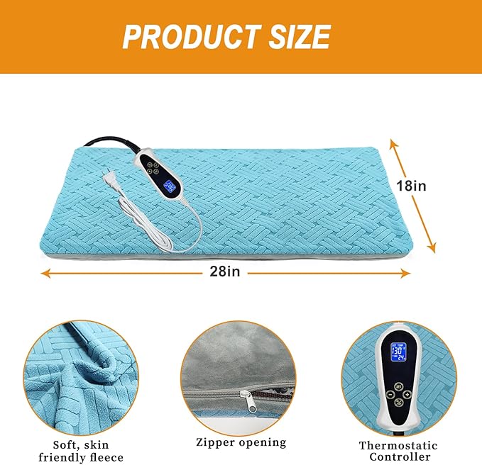 Dog Heating Pad 28x18in, Pet Heating Pad for Dogs with Timer Temperature Control, Waterproof Whelping Mats Heated Dog Bed with Chew Resistant Cord, Soft Cloth Cover