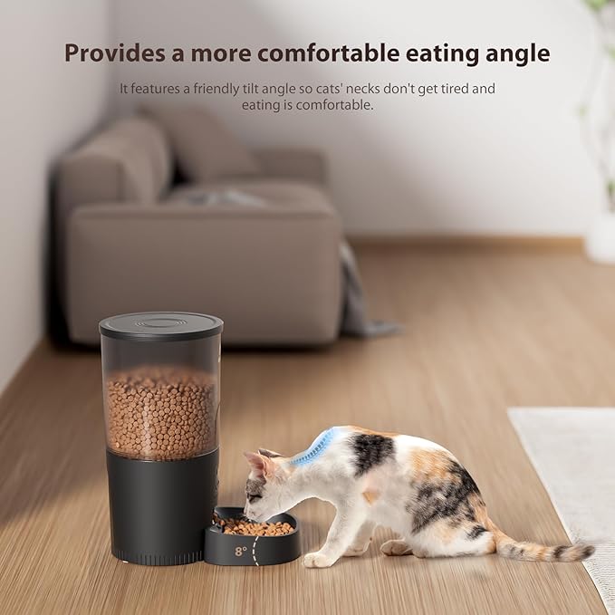 IMIPAW Automatic Cat Feeders, 5L Large Capacity, Timed Feeding Dry Food, Dual Power Design, Programmable Portion Size, 1-6 Meals Per Day, with Desiccant, Suitable for Small Pets Food Dispenser, Black