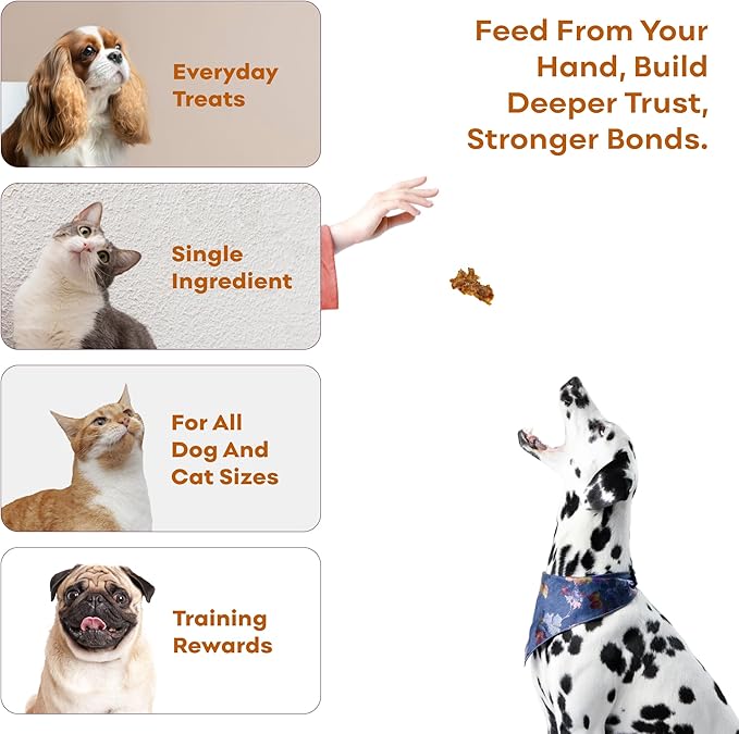 Skona PetFood Chicken Breast Jerky Dog Treats & Cat Jerky Treats, High Protein, Single-Ingredient Training Snacks, Grain-Free, USA Made, Rich in Taurine, Supports Digestion & Dental Health, 4oz