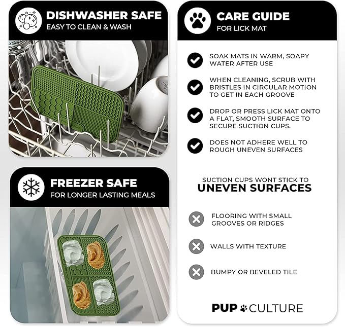 Pup Culture Dog Lick Mat for Dogs (2 Pack), Feeding Pad for Anxious Pets Plus 4 Different Puzzles for Mental Stimulation for Dogs - Supports Mental, Dental, and Digestive Health - Heavy Duty