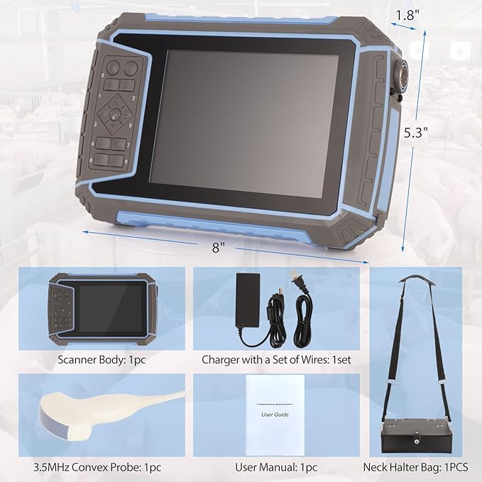 2025 Upgraded Veterinary Ultrasound Machine - with 3.5MHz Convex Probe, Pregnancy Portable Handheld Scanner B-Ultra Sound for Cattle, Horse, Pigs, Sheep, Cats, Dogs, Rabbit, Fish
