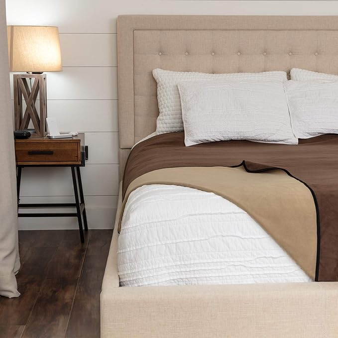 Waterproof Blanket for Bed or Couch – Soft and Leakproof Waterproof Throw Blanket, Water Proof & Stain Resistant Easy to Clean Throw Blanket Cover for Adults or Pets, Reversible Brown 60"x80"