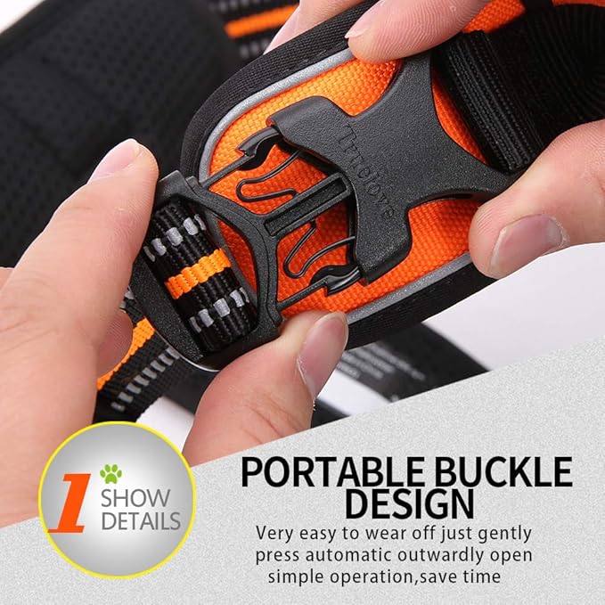 Truelove No Pull Dog Harness with Easy Control Handle and 2 Leash Attachments,Reflective Adjustable Pet Vest