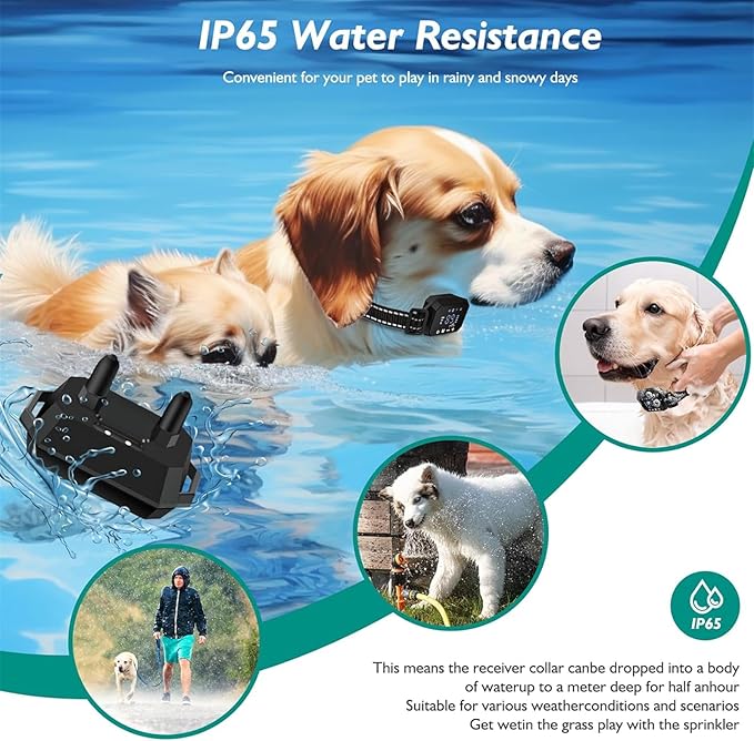 GPS Wireless Dog Fence, Electric Pet Containment System for Stubborn Dogs, Safe Effective, Rechargeable Waterproof Shock Collar Receiver, Tone/Static Correction, Harmless for All Dogs,White