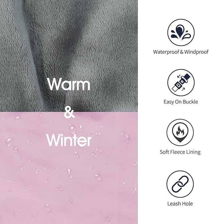 IECOii Extra Warm XXL Dog Coat - Reflective, Adjustable Dog Jacket for Cold Weather Outdoor, Waterproof Windproof Dogs Winter Jacket with Soft Fleece Lined, Machine Washable for Large Dogs, Pink, 2XL