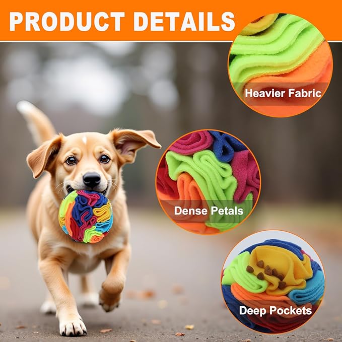 Snuffle Ball - Snuffle Ball for Small Dogs, Interactive Dog Toys to Keep Them Busy, Puppy Dog Puzzle Toy with Storage Bag Machine Washable