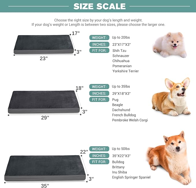 Vonabem Waterproof Small Dog Bed Crate Pad, 24 inch, Washable, Orthopedic, Anti-Slip Bottom, Cat Bed Kennel Pad, Dark Gray