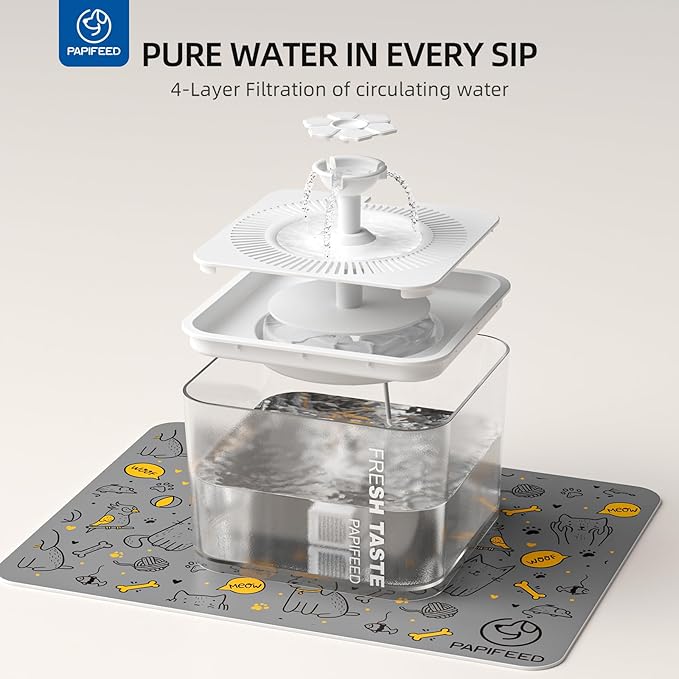 PAPIFEED Automatic Cat Feeder and Water Fountain, 3L/12 Cups 2.4G WiFi Pet Feeder with Stainless Steel Bowl, Smart APP Control for Remote Feeding, 1-12 Meals Per Day, Detachable for Easy Clean (White)