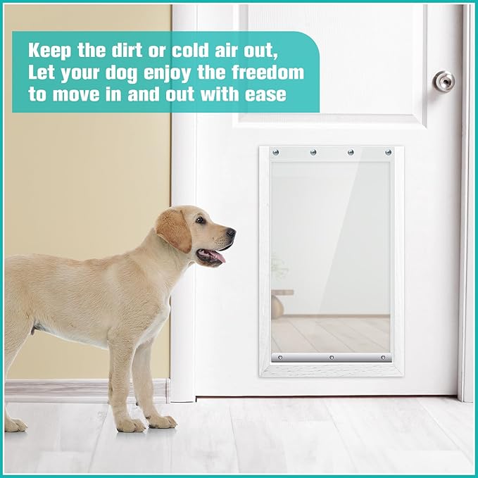 Ripeng 1 Pcs Dog Door Replacement Flaps 9.85 x 17.9 Inch Compatible with Dog Door Model Dsrwxl, Fit Dogs up to 65 Lbs, Clear Flexible Weatherproof Pet Supplies Home Flap, Easy to Install