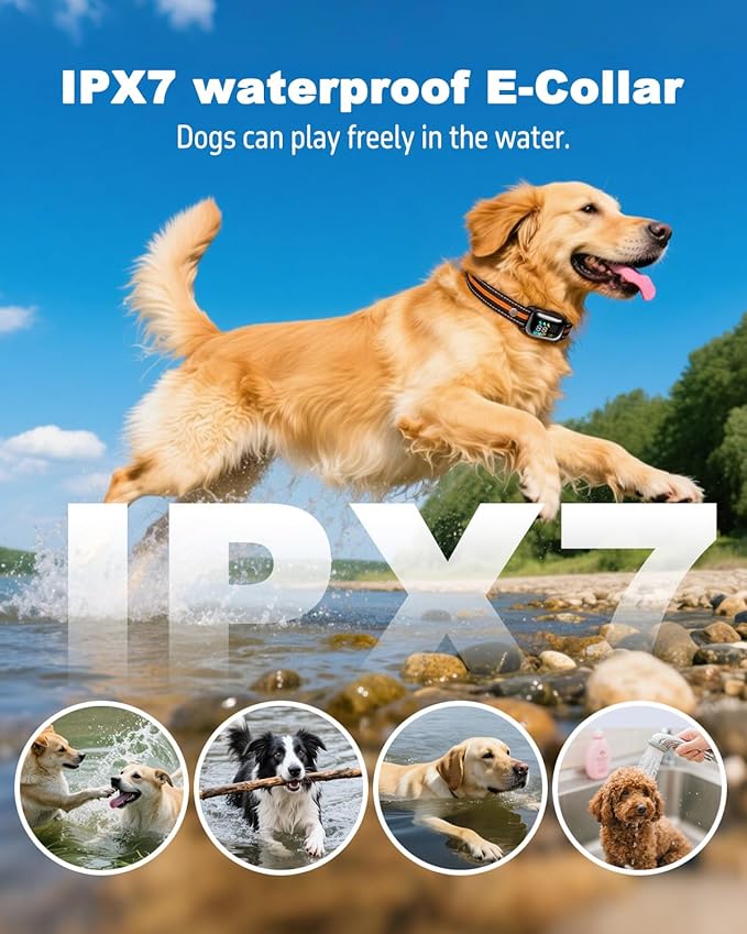 2-in-1 Dog Shock Collar with Remote Control and Automatic Bark Mode - Electric Training Smart Anti Barking Collars for Small Medium Large Dogs E-Collar 3300FT (5-150Lbs) IPX7 Waterproof