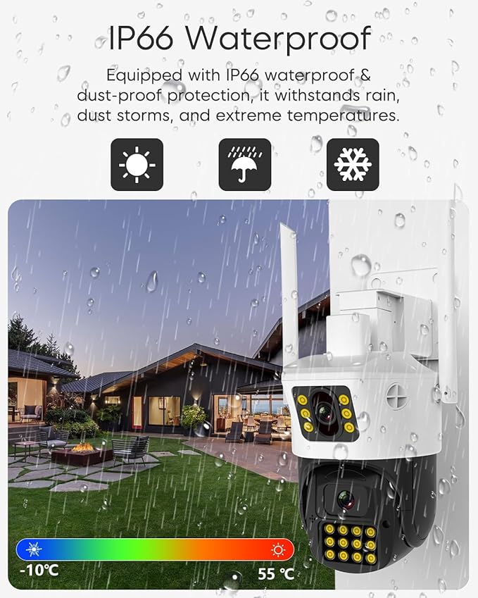 VSTARCAM 3MP+3MP Security Cameras Wireless Outdoor, 2K Dual Camera, 360° Pan & Tilt, Custom Alarm Sound, Full Color Night Vision, 2-Way Audio, 2.4GHz WiFi, PIR Motion Sensor,Real Time Notifications