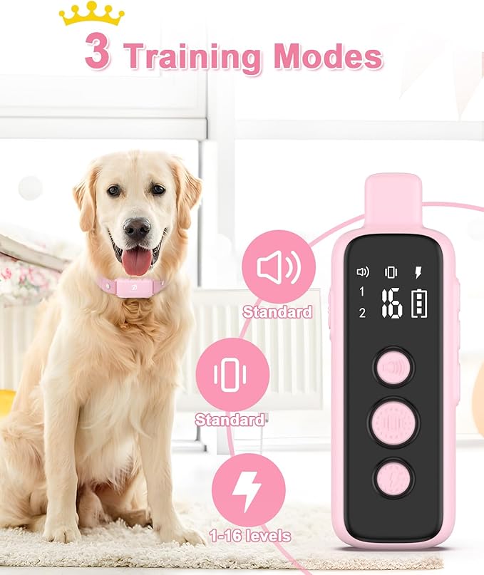 Bousnic Shock Collar for Dogs - Waterproof Rechargeable Dog Electric Training Collar with Remote for Small Medium Large Dogs with Beep, Vibration, Safe Shock Modes (8-120 Lbs)