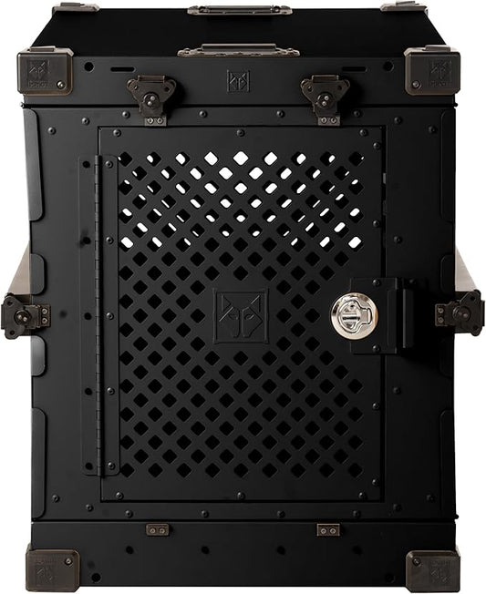 Impact Collapsible Dog Crate - Foldable Hard Crate for Large Dogs - Heavy Duty Travel Kennel with Powder-Coated Aluminum - Quick Setup for Indoor & Outdoor (Black, 40" (40.5" L x 23" W x 29" H))