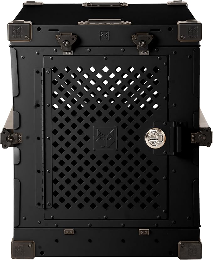 Impact Collapsible Dog Crate - Foldable Hard Crate for Medium Dogs - Heavy Duty Travel Kennel with Powder-Coated Aluminum - Quick Setup for Indoor & Outdoor (Black, 30" (30.5" L x 20.5" W x 26" H))