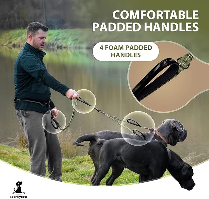 SparklyPets - Hands Free Dog Leash with Reflective Stitches - Waist Leash for Medium & Large Dogs Walking, Hiking, Training, Jogging, Canicross, Running