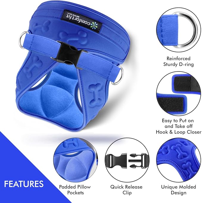 Comfort Fit All Weather Dog Harness No Pull Soft Padded Extra Comfort Step in Dog Harness with Adjustable Buckles Easy Control Vest Harness for Small Medium Large Dogs Inside Velvet Plush