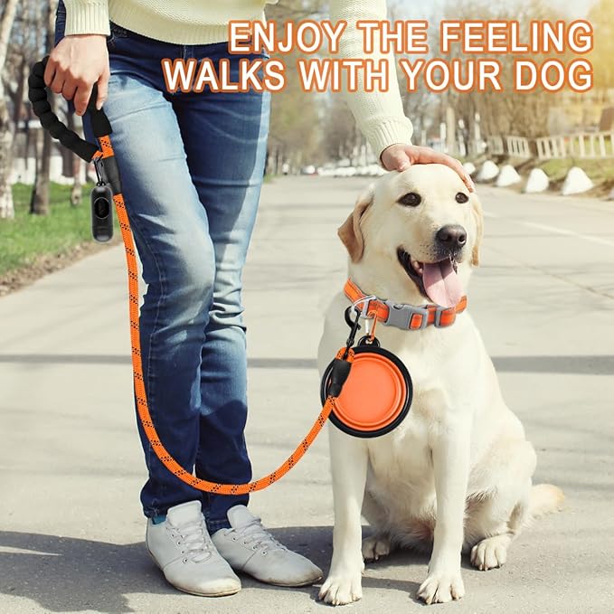 BARKBAY Dog Leashes for Large Dogs Heavy Duty Dog Leash 4/5/6 FT with Comfortable Padded Handle and Highly Reflective Threads for Medium Large Dogs Walking Training Running (4FT-1/2'',Orange)