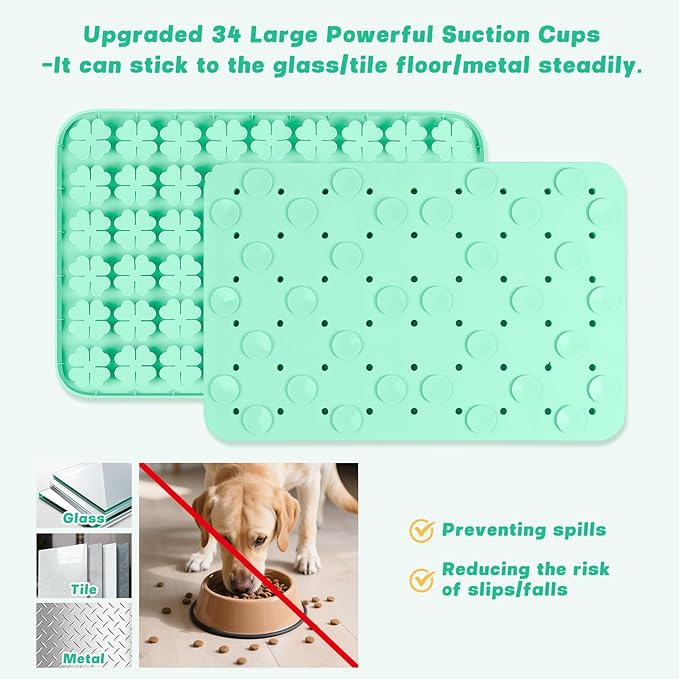 Dog Lick Mat, 23.6"x 15.7" Large Silicone Snuffle Mat with Suction Cups, Slow Feeder for Small Medium Large Dogs Slow Eating, Boredom Reducer (Blue)