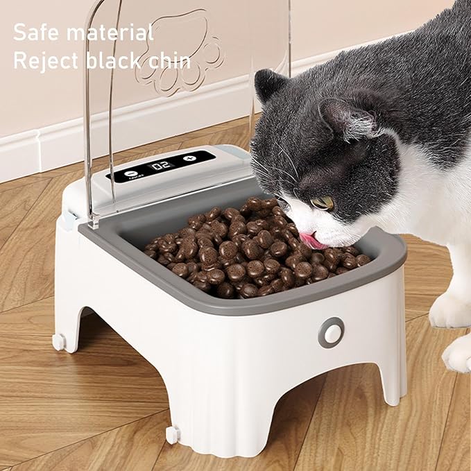 Pet Food Dispenser - ABS Automatic Cat Feeder, Smart Dog Feeder, Rechargeable 2000mAh Battery | Electric Timer Controlled Portioning Bowl with Sensor Lid for Dry Food Feeding Cats Kittens Puppies