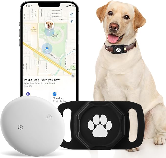 Smart Pet Tracker for Collar - Dog Trackers Pet Location Tracker with Holder, No Monthly Fee, Anti-Lost Tracking Device for Pets,Bag Straps, Compatible with Google Android Only(Not for iOS),Black