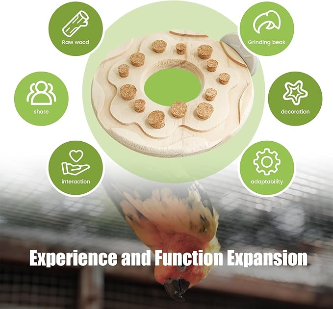 Wooden Bird Chew Toy, Parrot Biting Toys, Foraging Training, Relieve Boredom & Anxiety, Bird Cage Accessories, for Small Parakeets, Conures, Macaws, Budgies, Finches, TTQ N