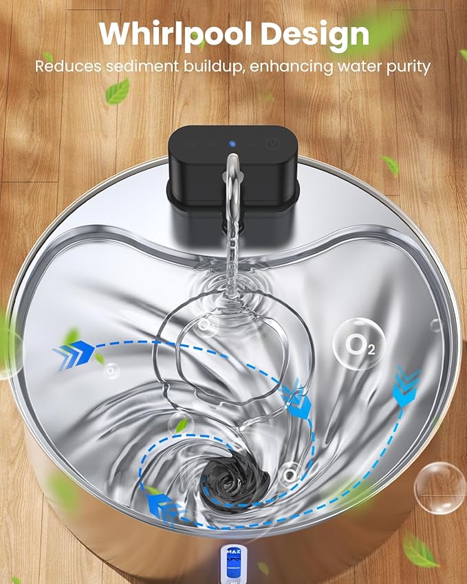 Wireless Dog Water Fountain for Large Dogs, 12L/3.2Gal Stainless Steel Dog Fountain Water Bowl with Sensor, Quiet Pump BPA-Free Automatic Water Dispenser for Cats Dogs Pets