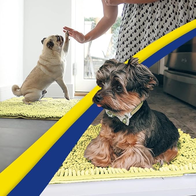 Muddy Mat® | Super Absorbent Door Mat Indoor, Microfiber Quick Dry Chenille Entryway Rug, Non-Slip Front Door Mat, Indoor Mats for Entryway, Machine Washable Pet Rug, Yellow 18"x28"
